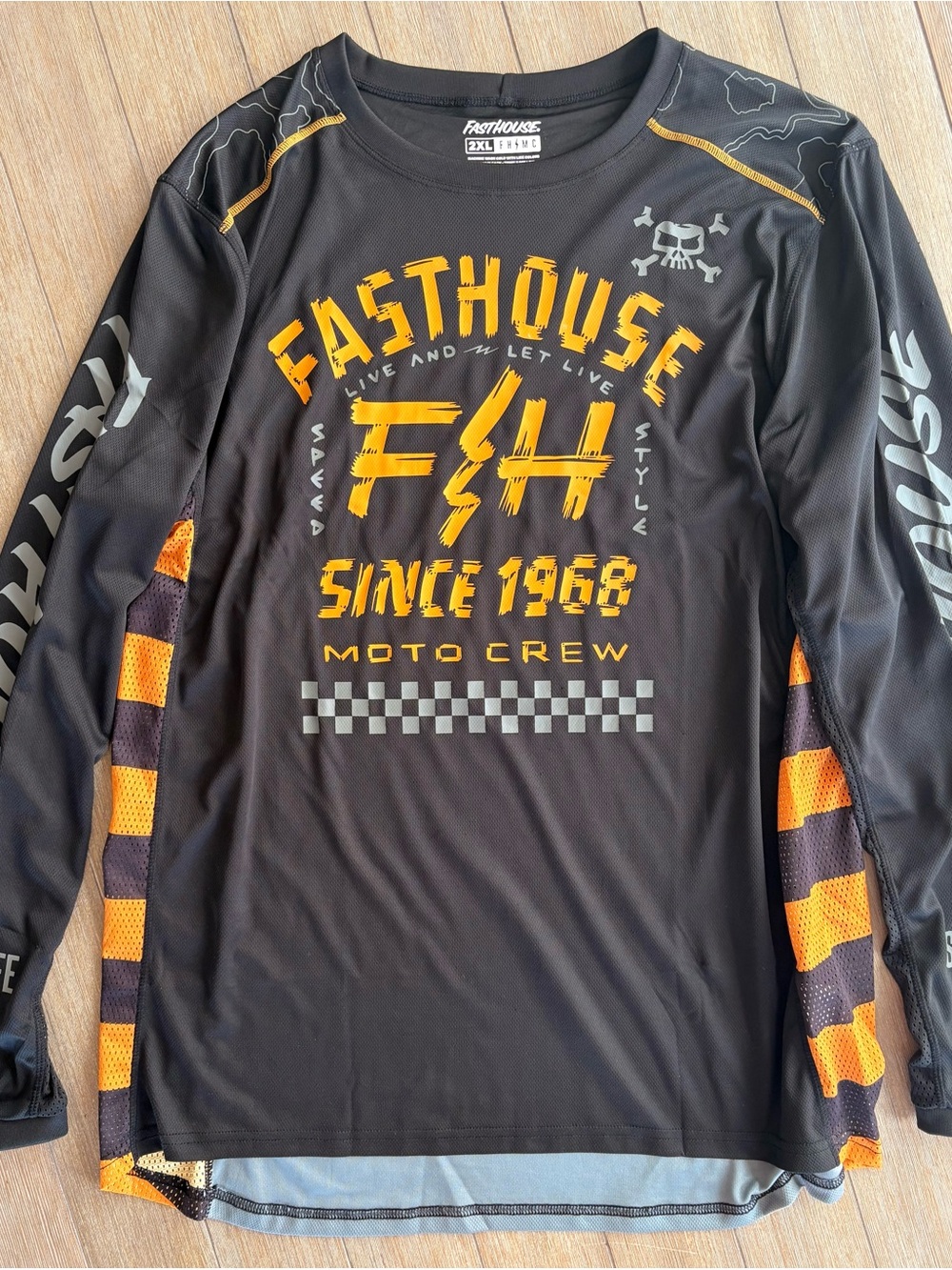 Fasthouse Men's Black & Orange Moto Crew Jersey